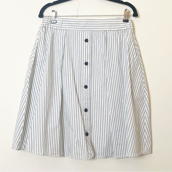 Philosophy Striped Faux Button-Down A-Line Skirt, Size Large - Picture 1 of 4